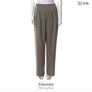 Eskandar 1 Virgin Wool & Silk Pull On Wide Leg Trouser Pants brown